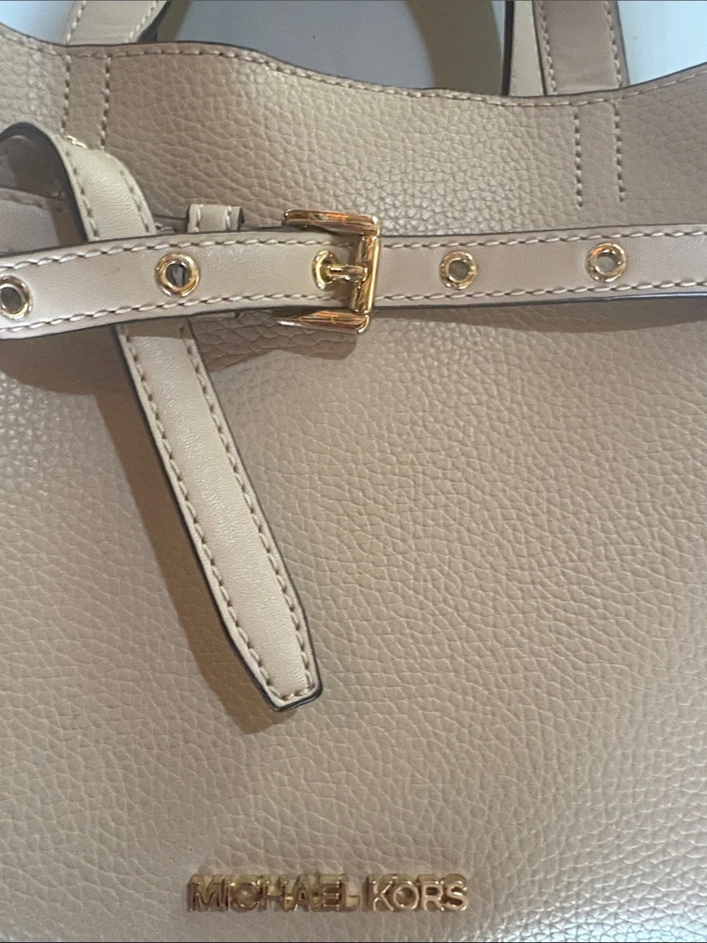 Michael Kors Nude tan Pebbled Leather Satchel with Gold Hardware